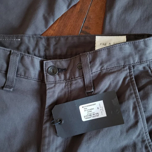 Rag & Bone Men's Chino Pant Classic Fit 3 Mid Rise Color Grey (Charcoal) Size 28 - Picture 5 of 9